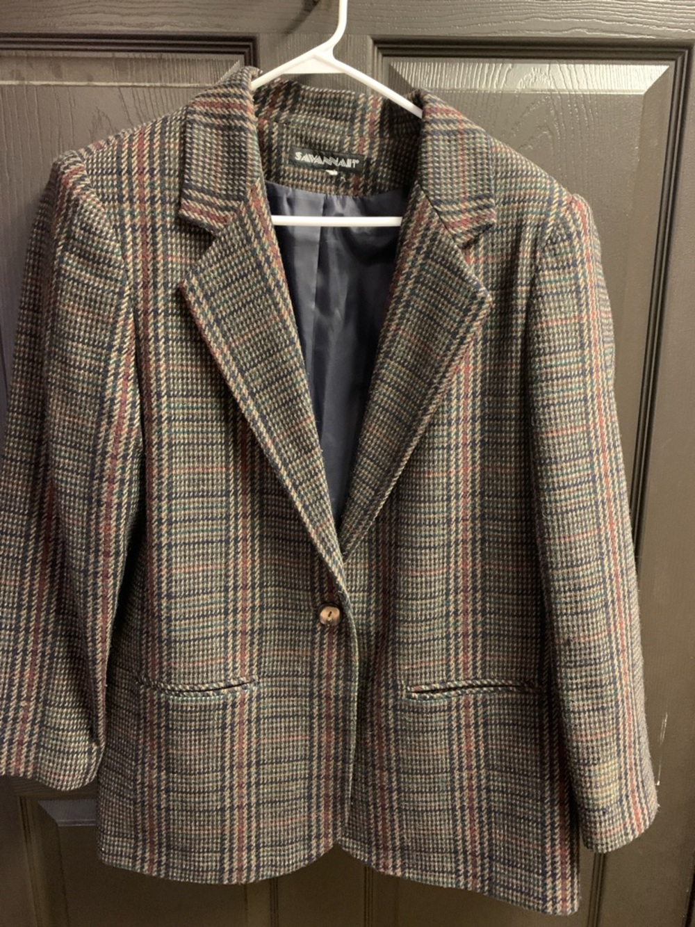 Savannah Plaid Blazer- Navy/Tan/Green/Grey Women’s 12